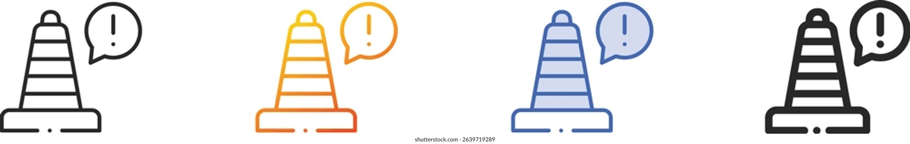 traffic cone icon.Thin Linear, Gradient, Blue Stroke and bold Style Design Isolated On White Background