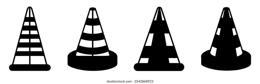 Traffic cone illustration. Traffic cone icon vector set. Design for business. Stock vector.