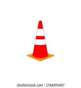 Traffic Cone Illustration, Vektordesign einzeln auf Weiß 