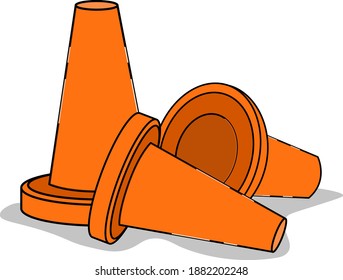Cono de tráfico, ilustración, vector sobre fondo blanco.