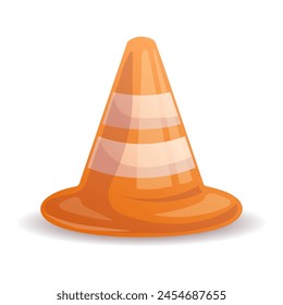Traffic cone isolated on white background. Vector illustration.