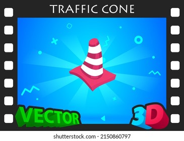 Icono de diseño isométrico de cono de tráfico. Ilustración web de vectores. 3.ª colorida concepción