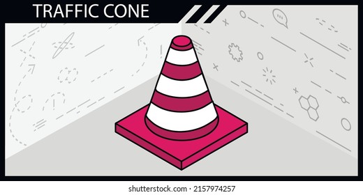 Traffic cone isometric design icon. Vector web illustration. 3d colorful concept