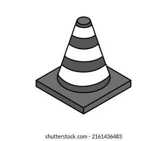 Traffic cone isometric design icon. Vector web illustration. 3d colorful concept