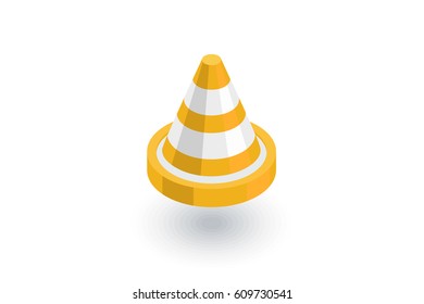 traffic cone isometric flat icon. 3d vector colorful illustration. Pictogram isolated on white background