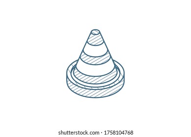 traffic cone isometric icon. 3d vector illustration. Isolated line art technical drawing. Editable stroke