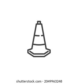Traffic cone line icon. linear style sign for mobile concept and web design. Construction cone outline vector icon. Symbol, logo illustration. Vector graphics