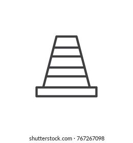 Traffic cone line icon, outline vector sign, linear style pictogram isolated on white. Symbol, logo illustration. Editable stroke