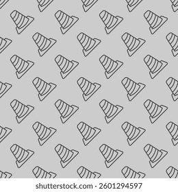 Traffic cone line seamless pattern, construction theme. Vector graphics. Road stop barrier sign with background, repeat line icon
