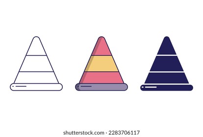 Traffic Cone line and solid vector icons