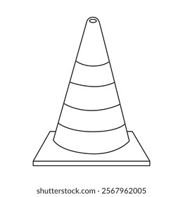 traffic cone line vector illustration,isolated on white background,top view