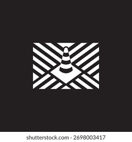 Verkehrskegel Linien Autobahn Verkehr Logo Symbol flach Stock Vektor Design