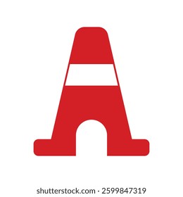 Traffic Cone Logo joins letter A, simple traffic cone logo vector illustration, A and Traffic Cone red logo