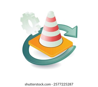 Traffic cone maintenance symbol concept illustration