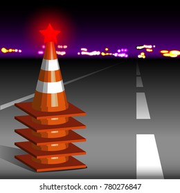 traffic cone merry christmas vector
