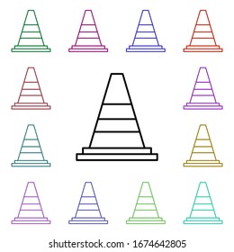 Traffic cone multi color style icon. Simple thin line, outline vector of motor sports icons for ui and ux, website or mobile application