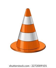 Traffic cone from multicolored paints. Splash of watercolor, colorful drawing, realistic. Vector illustration of paints