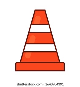 Traffic cone on white background, vector illustration