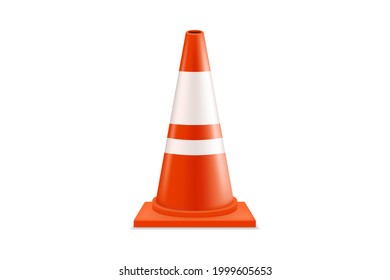 Traffic cone on white background, Orange road warning cone