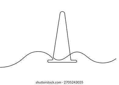 Traffic cone one line drawing clean minimal outline vector artwork design