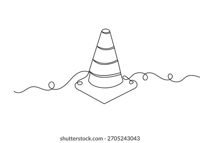 Cone de tráfego um desenho de linha limpo projeto de arte vetorial de contorno mínimo