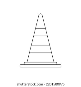 Traffic Cone Outline Icon Illustration on White Background