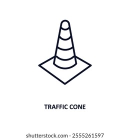 traffic cone outline icon.  Thin line icon from construction tools collection. Editable vector isolated on white background