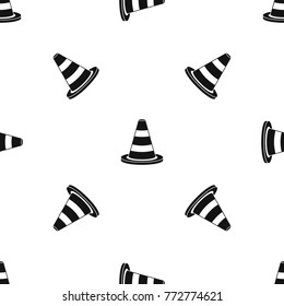 Traffic cone pattern repeat seamless in black color for any design. Vector geometric illustration