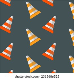 traffic cone pattern seamless vector 