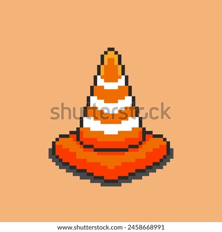 Traffic cone pixel art. Vector illustration design, perfect for game assets themed designs