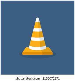 Traffic Cone Pylon Vector Illustration In Flat Line Art Style Design