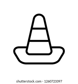 Traffic Cone Pylon Vector Illustration in Flat Line Art Style Design - Vector