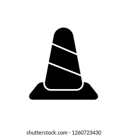 Traffic Cone Pylon Vector Illustration in Flat Line Art Style Design - Vector