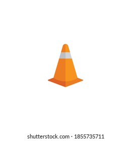Traffic cone, road cone icon flat design 