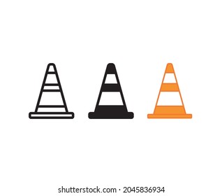 traffic cone road pylon line art icon vector for websites