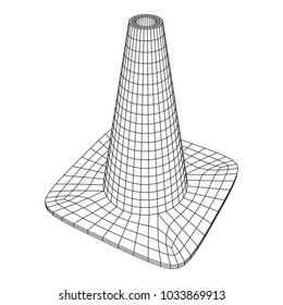 Traffic cone. Road sign wireframe low poly mesh vector illustration. Under construction concept.
