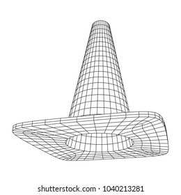 Traffic cone. Road sign wireframe low poly mesh vector illustration. Under construction concept.