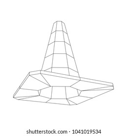 Traffic cone. Road sign wireframe low poly mesh vector illustration. Under construction concept.