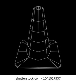 Traffic cone. Road sign wireframe low poly mesh vector illustration. Under construction concept.