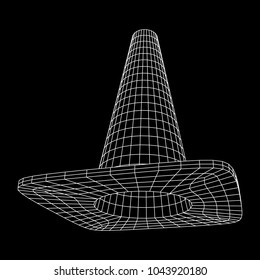 Traffic cone. Road sign wireframe low poly mesh vector illustration. Under construction concept.