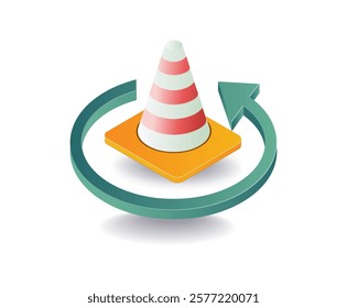 Traffic cone with rotating arrow symbol
