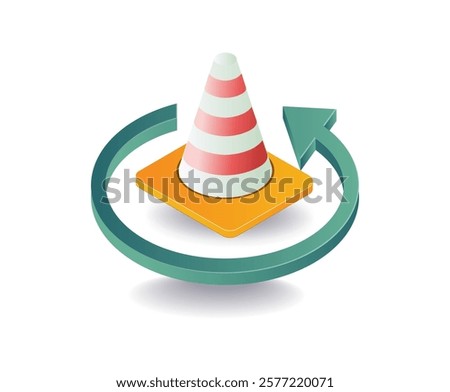 Traffic cone with rotating arrow symbol