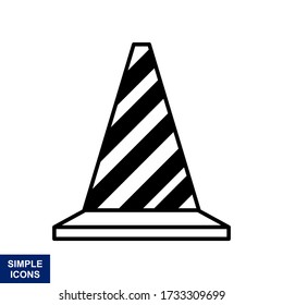Traffic cone, safety cone icon in trendy flat style design. Vector graphic illustration. Suitable for website design, logo, app, and ui.