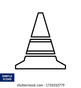 Traffic cone, safety cone outline icon in a trendy flat style design. Vector graphics illustration. Suitable for website design, logos, applications and UI.