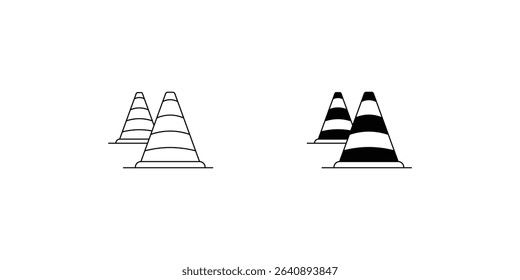 traffic cone set icon with white background vector stock illustration