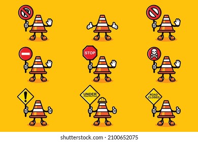 traffic cone set vector design