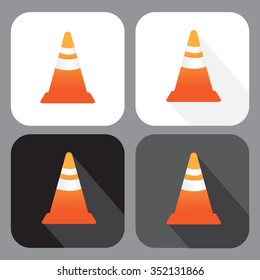 traffic cone with shadow icon set flat design