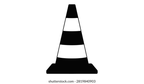 Traffic cone silhouette with alternating bands black and white