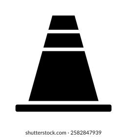 Traffic cone silhouette. Concept of safety, warning, and road construction.