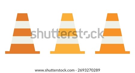 Traffic Cone Silhouette Icon Set – Vector Symbols for Road Safety, Caution, and Construction Zones